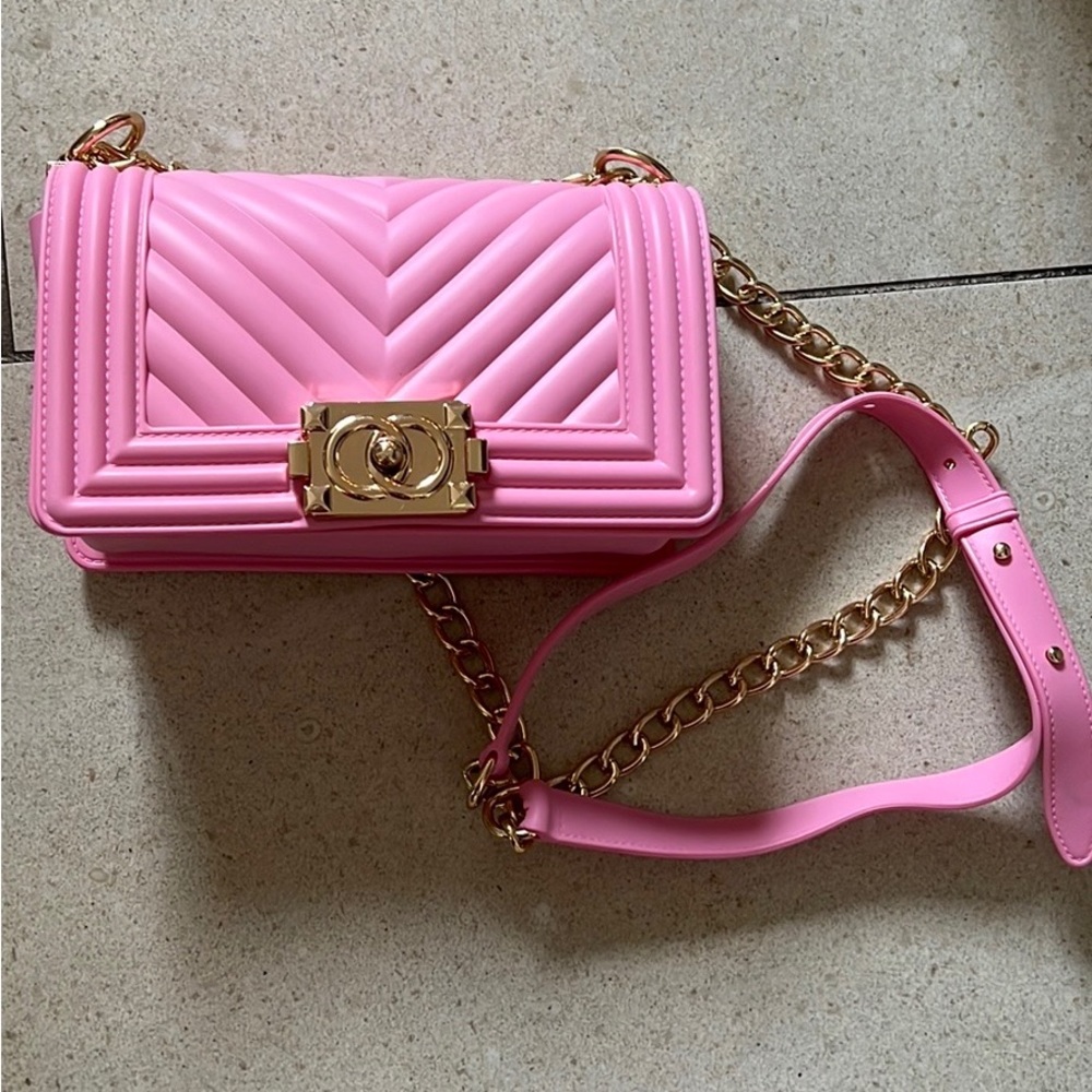 Pink Bloom Chain-Link Mini Purse